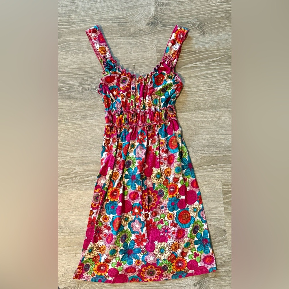 Disney Parks Exclusive Mickey Mouse Flower Colorful Floral Dress Small